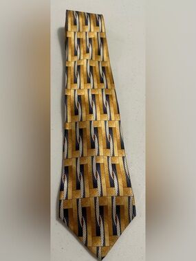 DESANTIS COLLECTION Gold and Navy Geometric Men's Tie